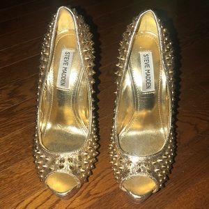 Steve Madden gold spiked stilettos.